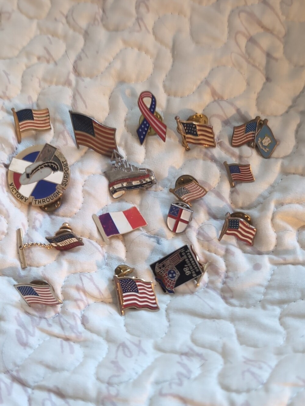 Patriotic American Flag Lapel Pin Set - Red, White & Blue